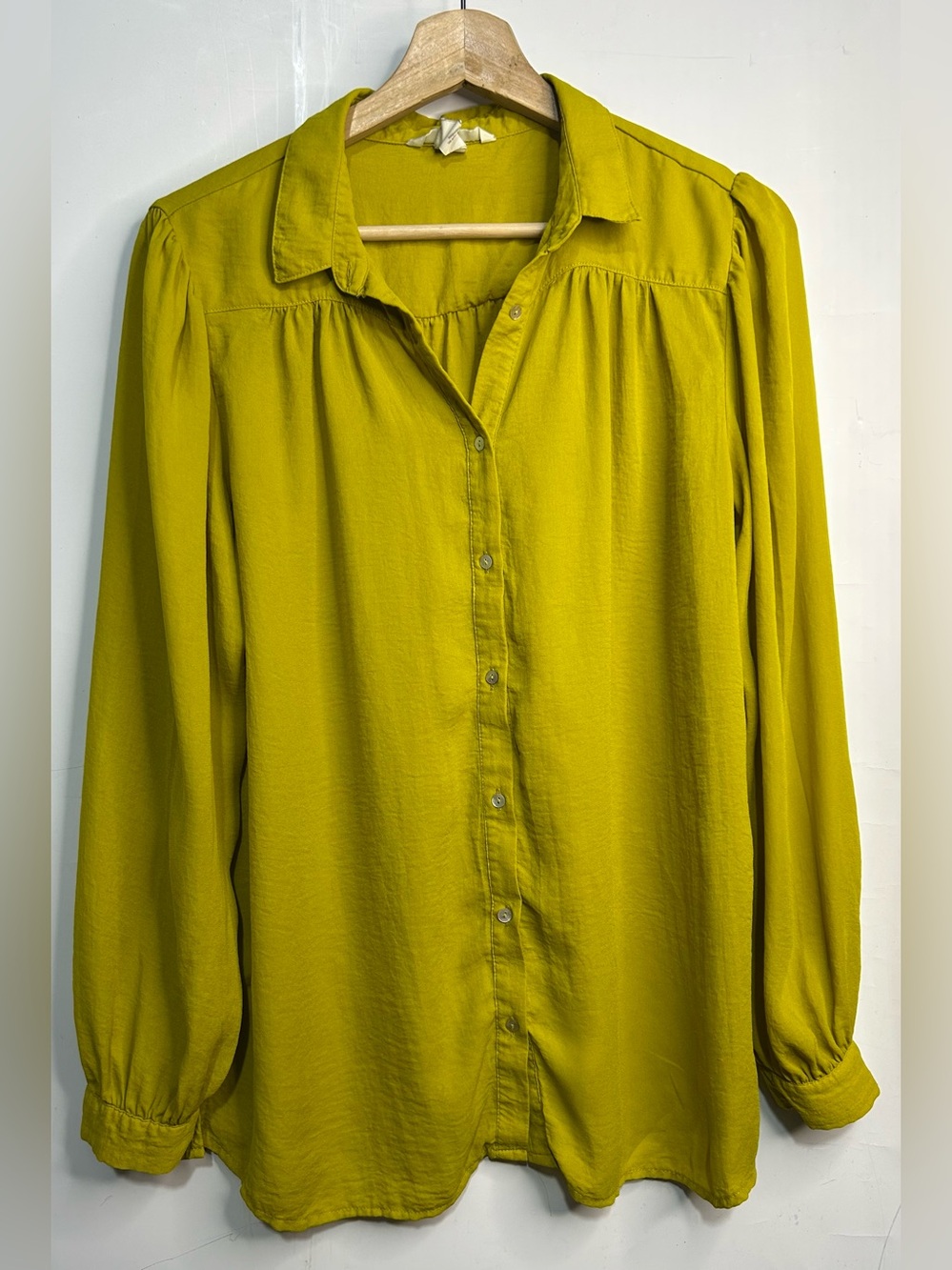 H&M Chartreuse Long Sleeve Blouse Size 10